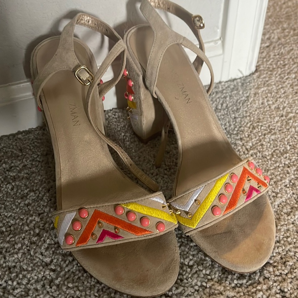 Stuart Weitzmann embroidered heels